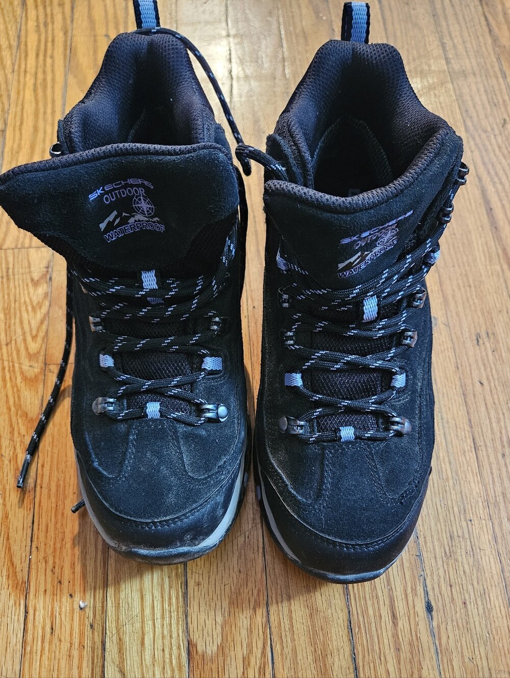 Skechers Black and Light Blue Waterproof Hiking Boots